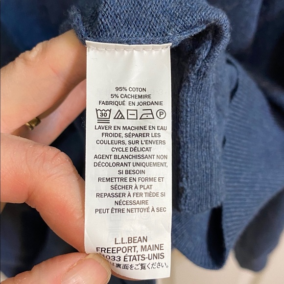 L.L. Bean Blue V Neck Cotton Cashmere Men’s Sweater Size XXXL Tall Winter Office - Picture 7 of 7